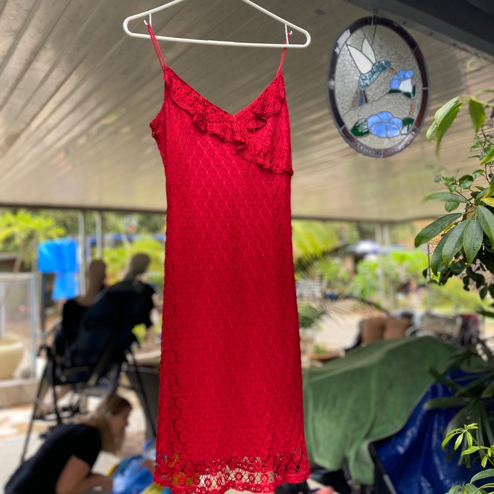 Red lace dress